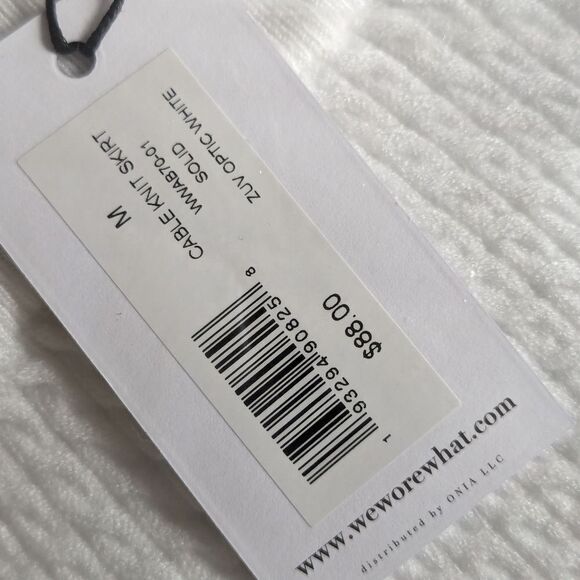 Cable Knit Varsity Skirt Optic White NWT Preppy Cozycore Comfy - Picture 7 of 10